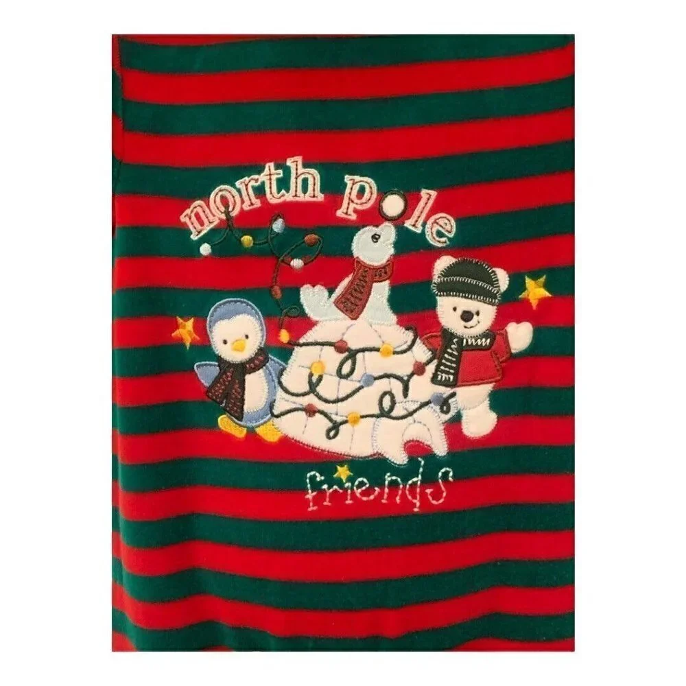 Starting Out Baby Boys North Pole Friends Pajamas Size 12M Long Sleeve Red Green